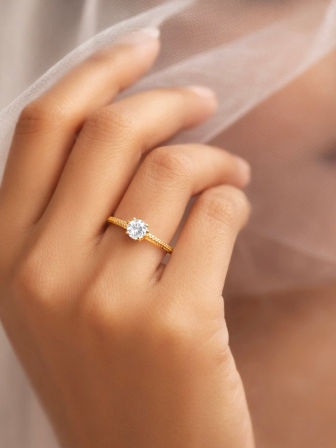 Demifine 18K Gold Plated Stainless steel Rope Solitaire Adjustable Ring