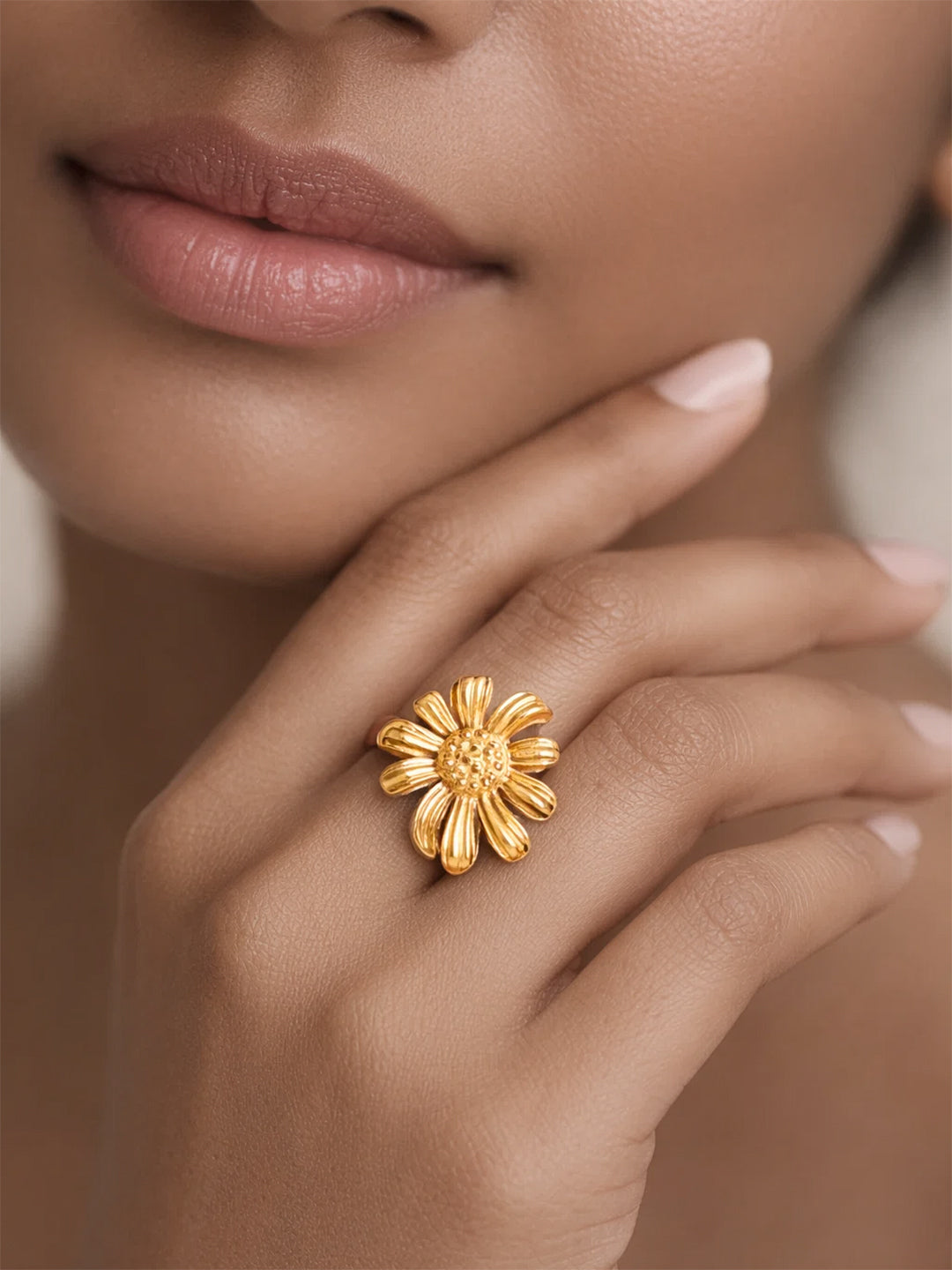 Demifine 18K Gold Plated Stainless steel Floral Ring