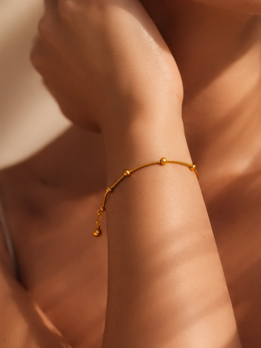 Demifine 18K Gold Plated Stainless steel Beaded Chain Bracelet