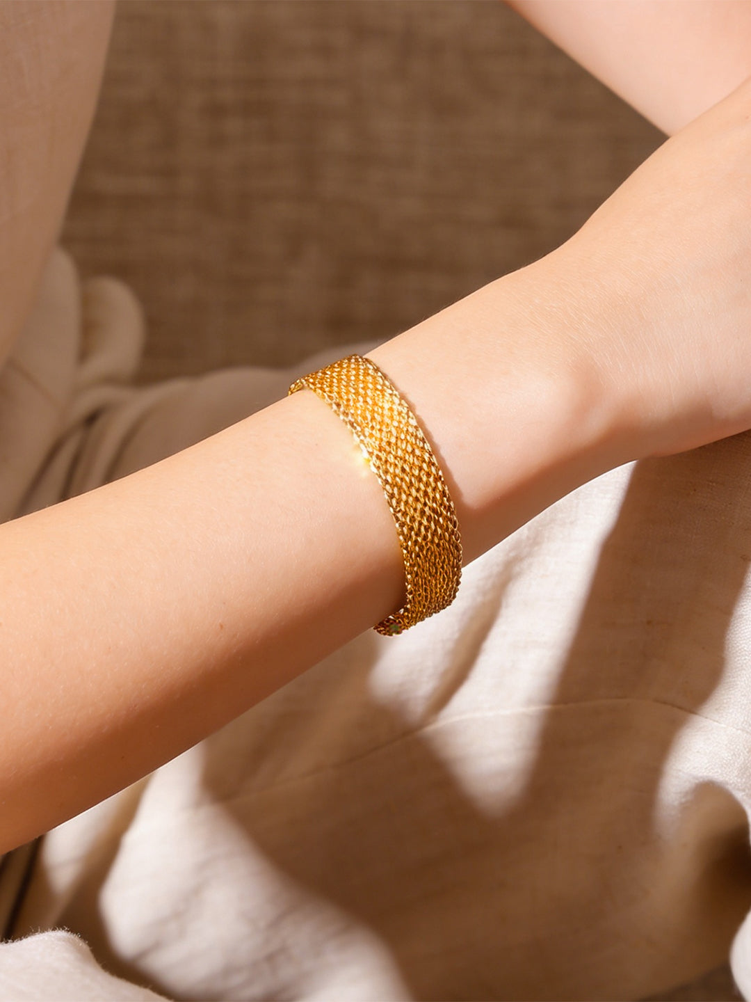 Demifine 18K Gold Plated Stainless steel Mesh Chain Bracelet