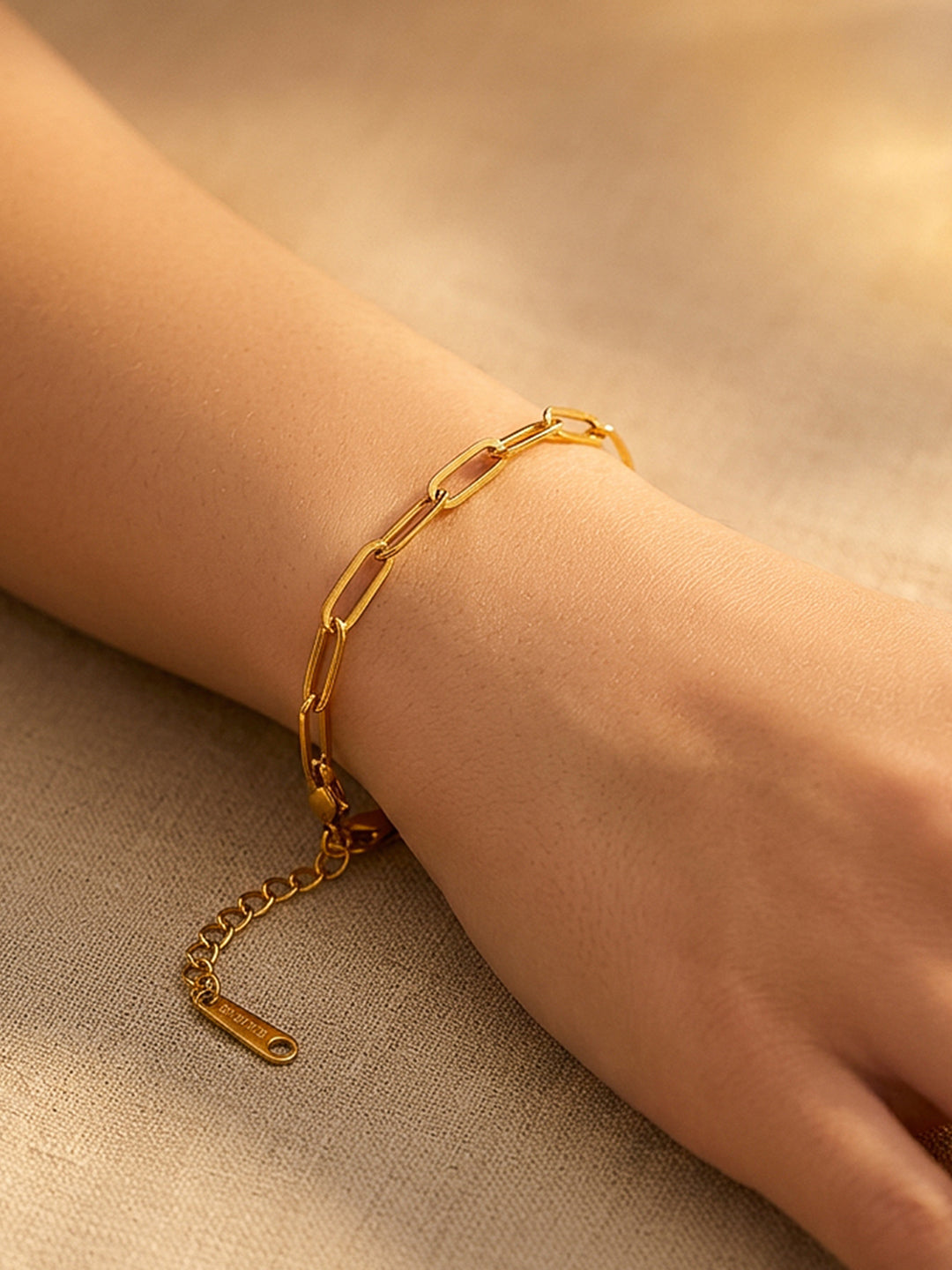 Demifine 18K Gold Plated Stainless steel Paperclip Link Chain Bracelet