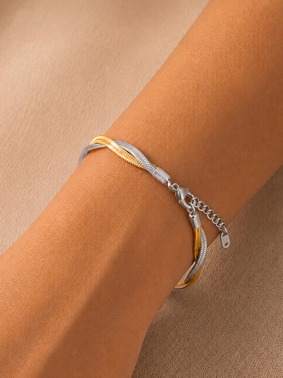 Demifine Dual Plated Braided Snake Chain Bracelet