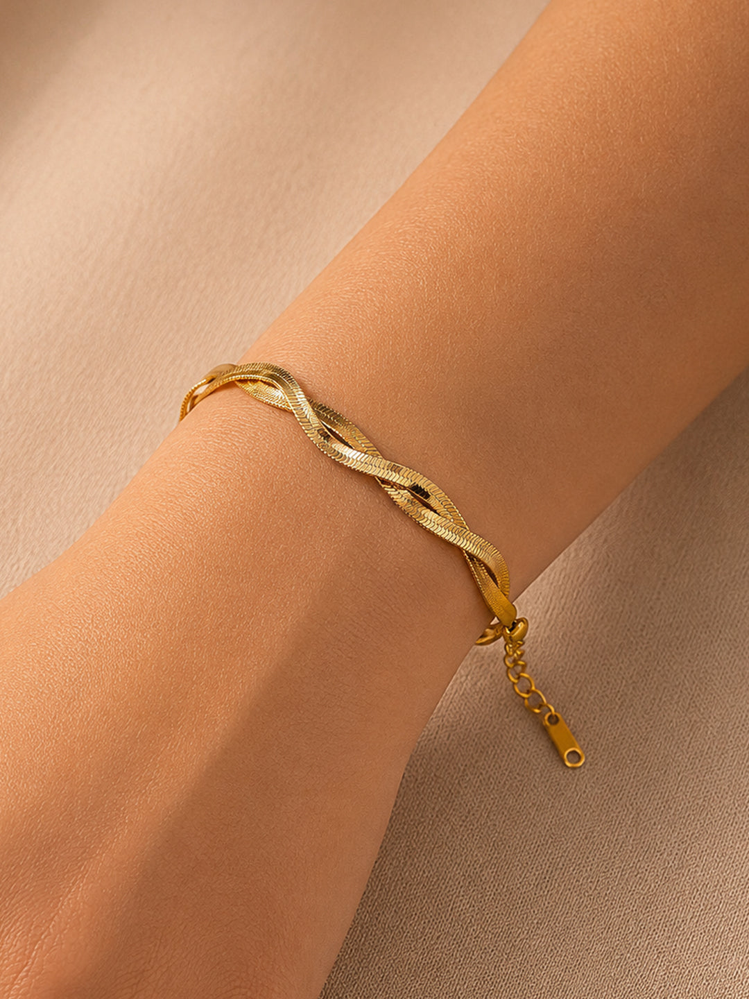 Demifine 18K Gold Plated Stainless steel Twisted Snake Chain Bracelet