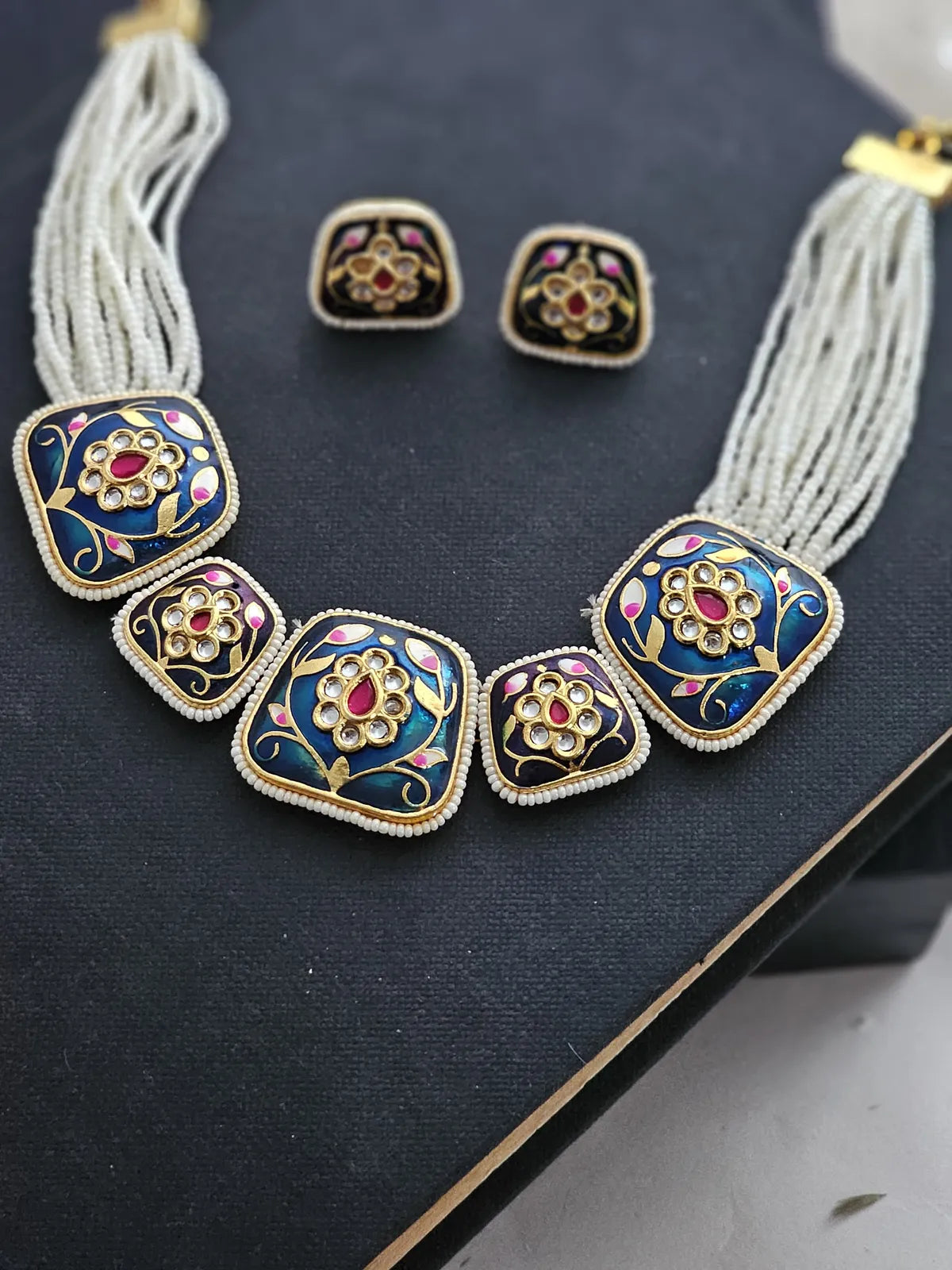 Myra Midnight Petal Meenakari Choker Necklace