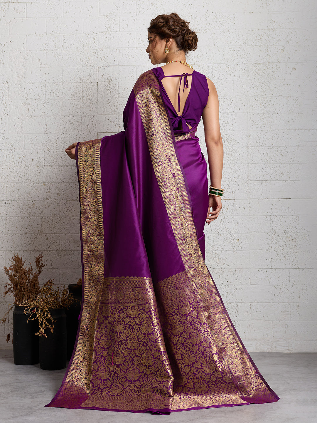 Dwija Fashion Women'S Party Wear Zari Weaving Silk Designer Saree With The Unstitched Blouse-Purple