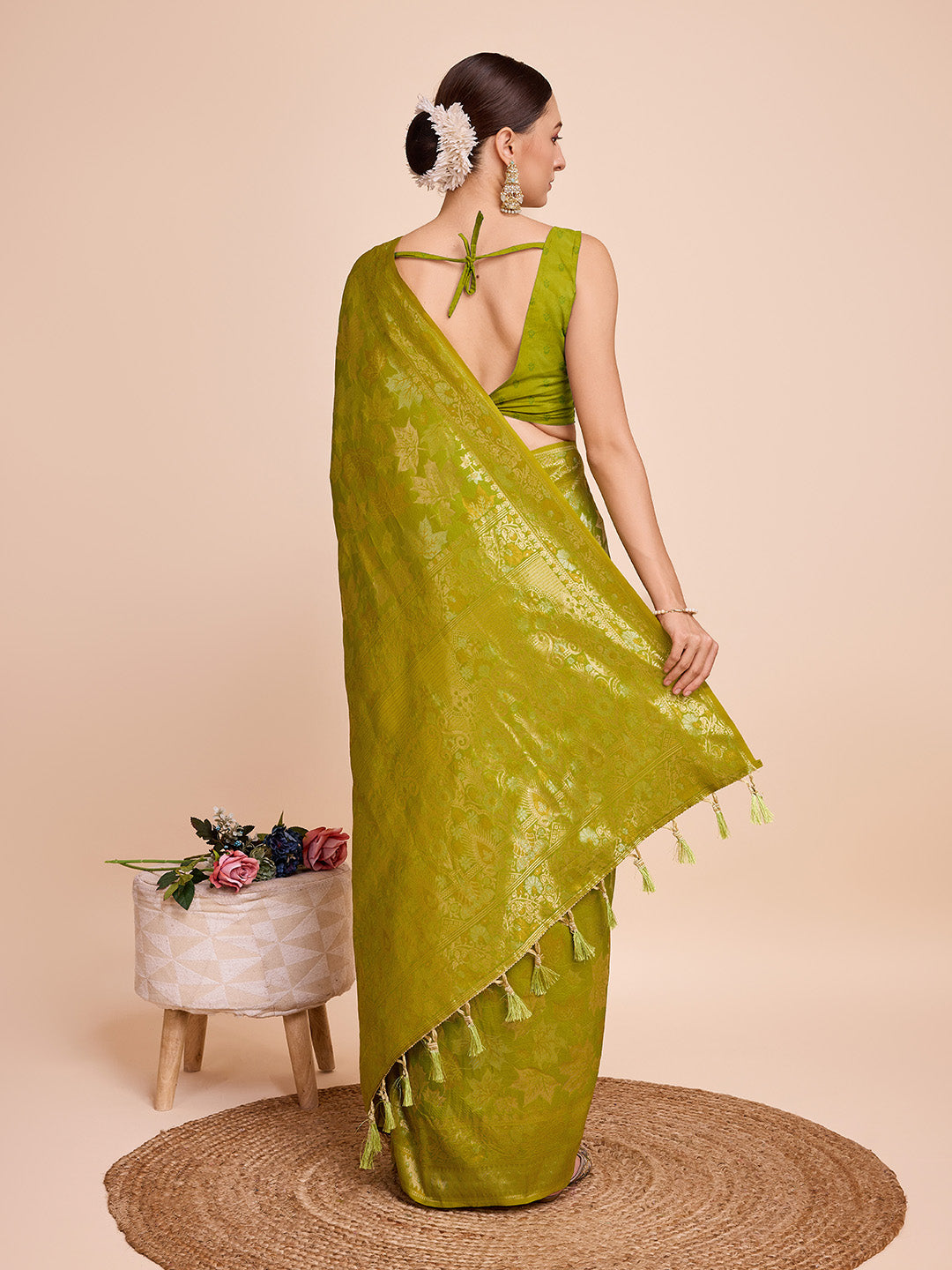 Dwija Fashion Pastel Green Wedding Wear Pure Silk Jari Weaving Work Saree With Unstitched Blouse