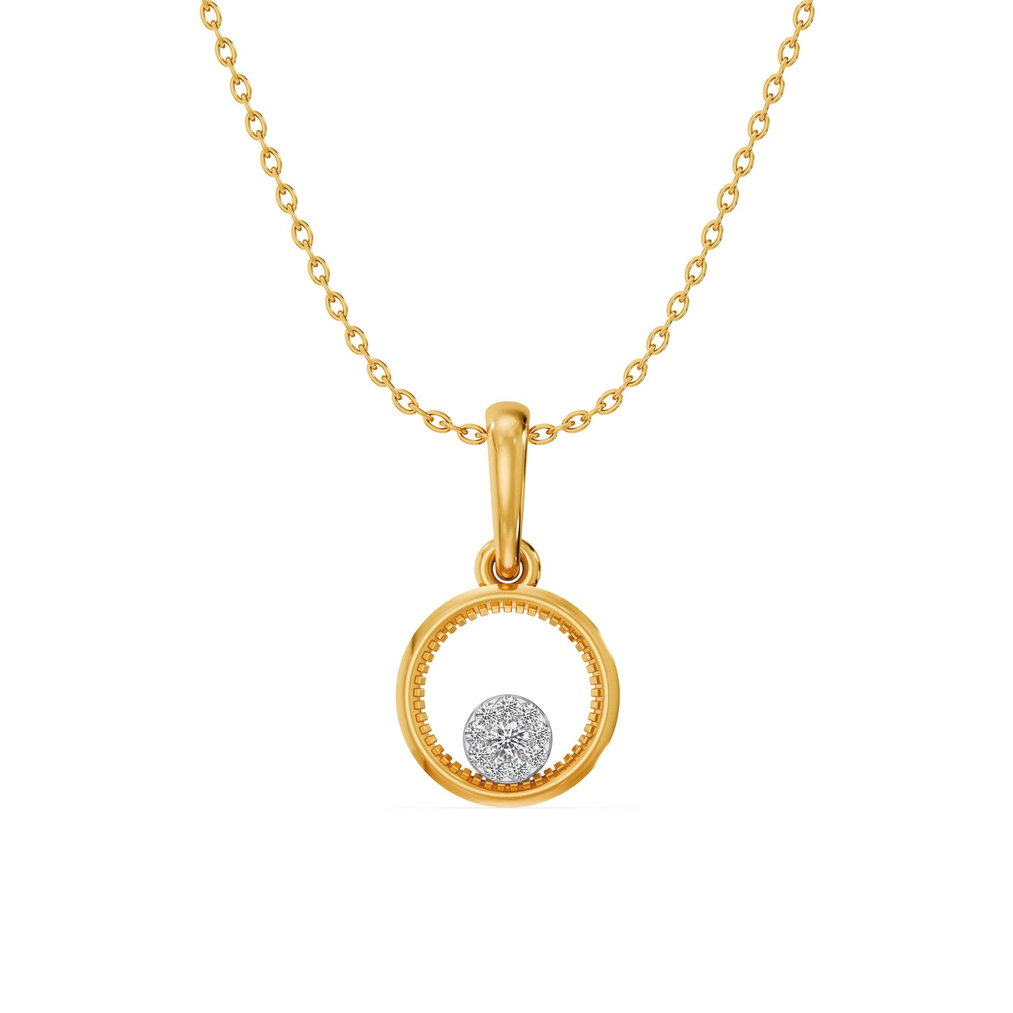 Gleam Circle 9KT Gold Laboratory Grown Diamond Pendant