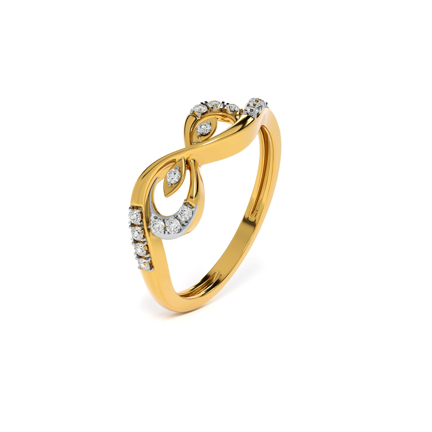 Infinity Twist 9KT Gold Laboratory Grown Diamond Ring