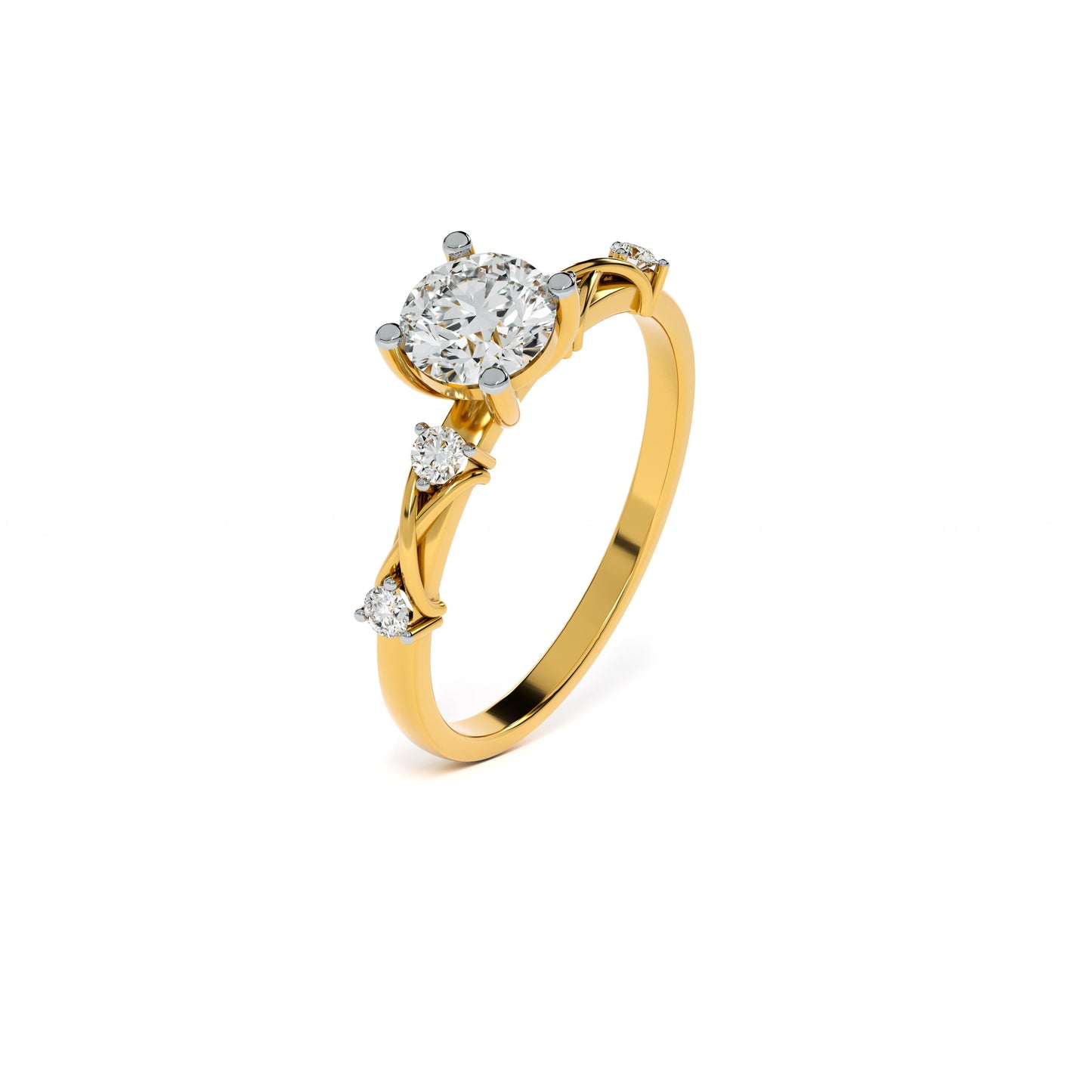 Swirling Accent 9KT Gold Laboratory Grown Diamond Ring