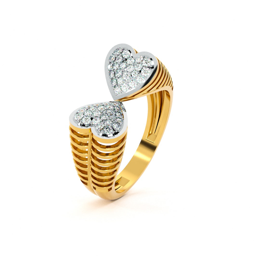 Twin Flames Heart 9KT Gold Laboratory Grown Diamond Ring