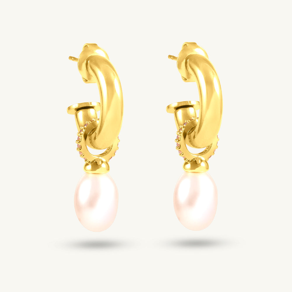 Aurora Pearl Drop Hoops