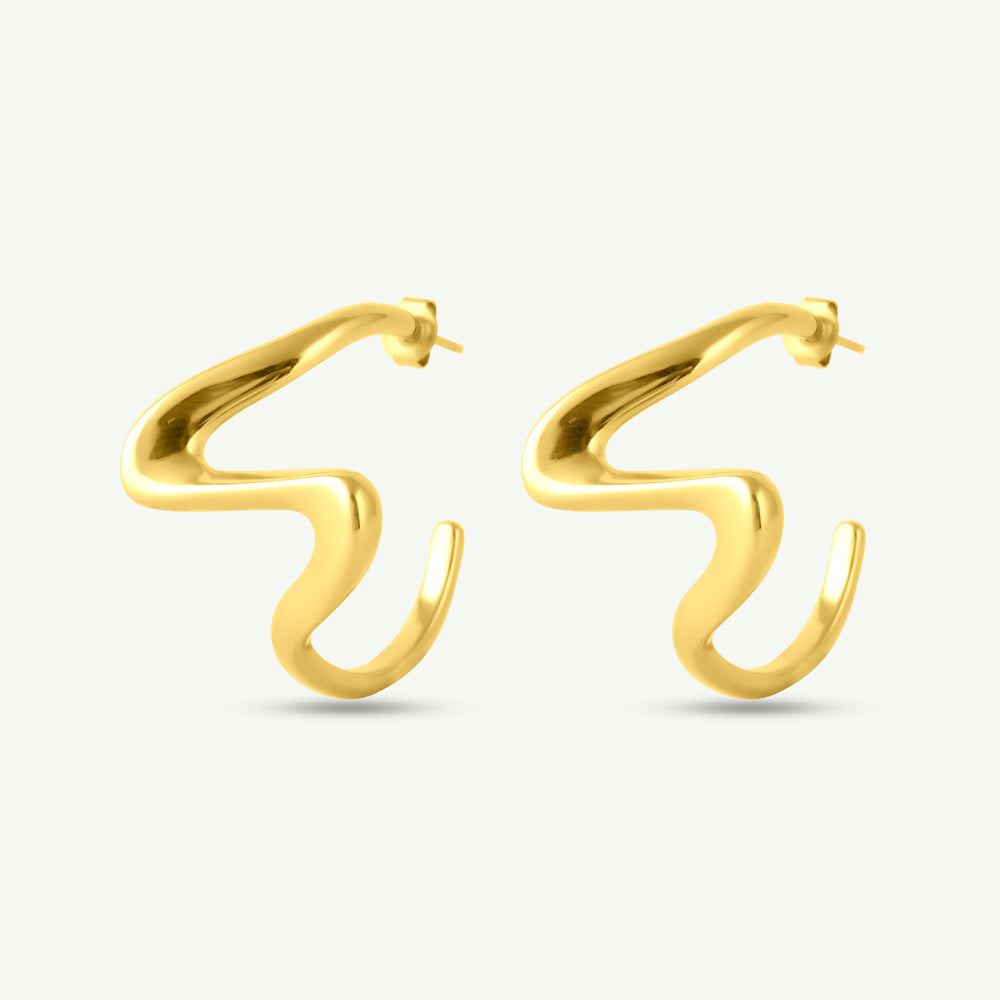 Sculptural Gold Curve Hoop Earrings