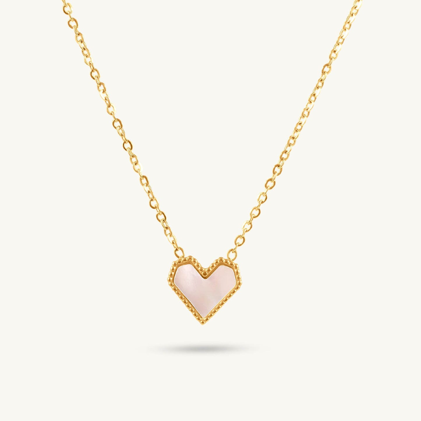 Golden Windowpane Heart Frame Pendant Necklace