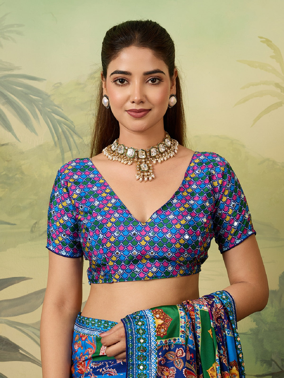 Dwija Fashion Women'S Pary Wear Printed Crep Silk Designer Saree With Unstitche Blouse-Blue