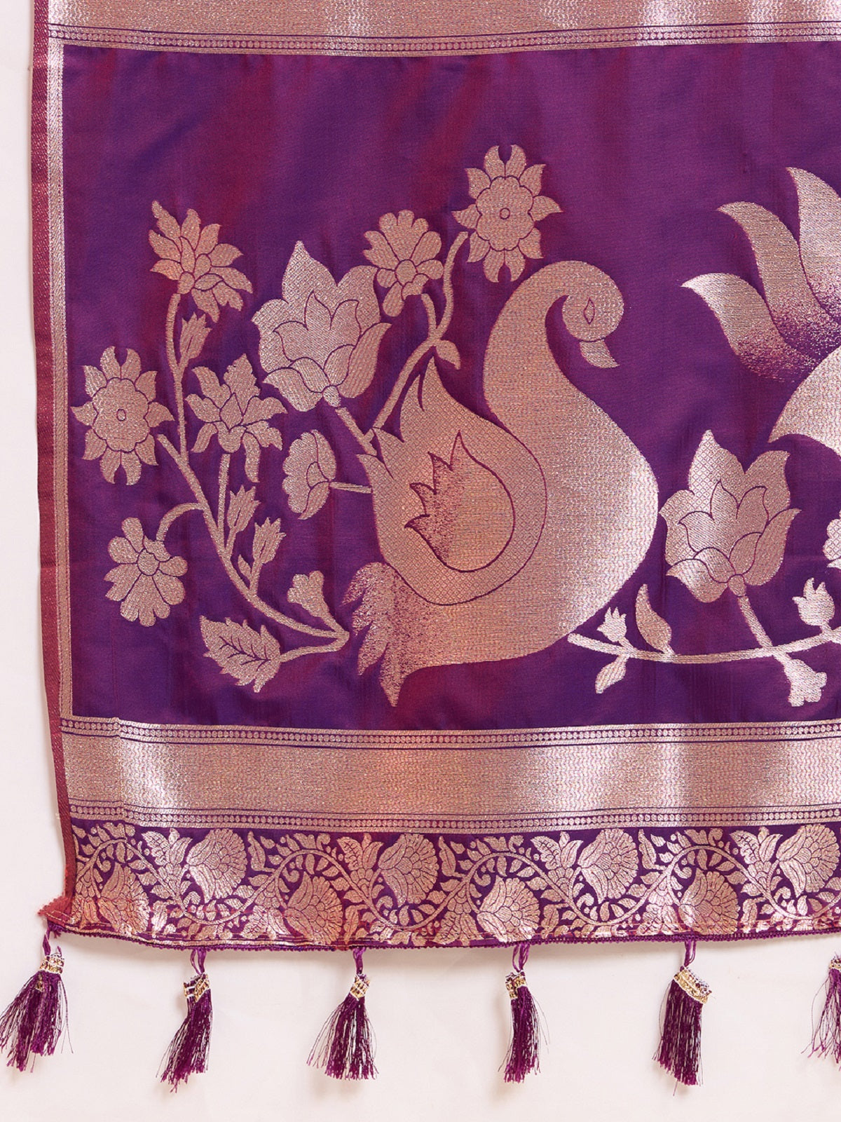 Dwija Fashion Dark Purple Wedding Wear Paithani Silk Jari Weaving On All Over Saree With Unstitched Blouse