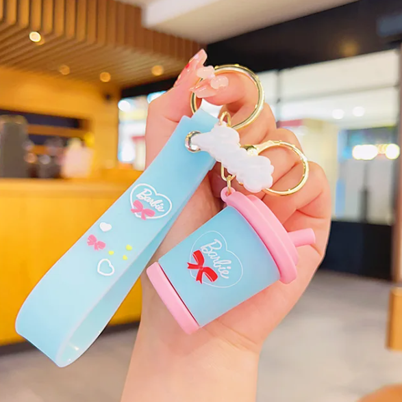 Barbie Themed Coffee Mug Fancy Keychain | Silicone Lanyard | Keychain | Blue |