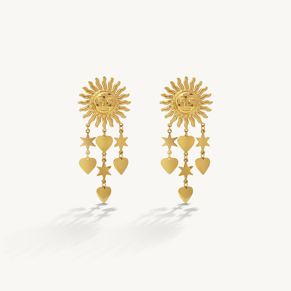 Sunray Heart Charm Earrings