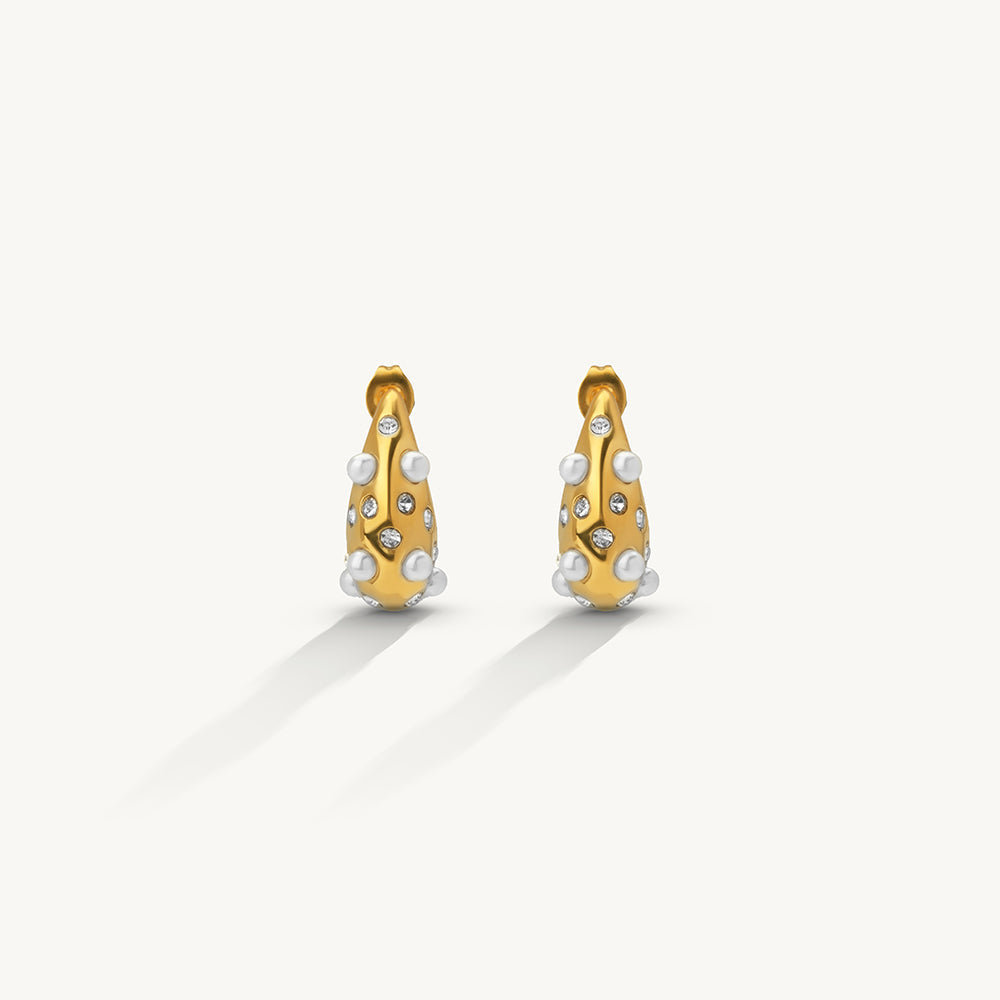 Crescent Pearl Stud Earrings