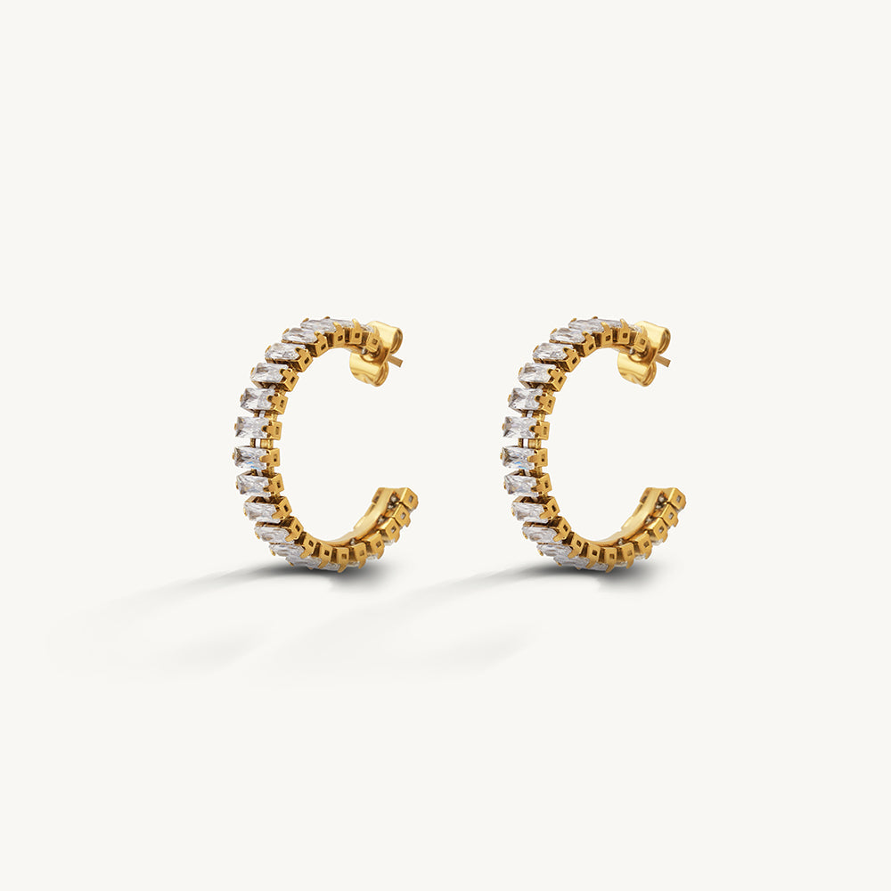 Crystal Tennis Hoop Earrings