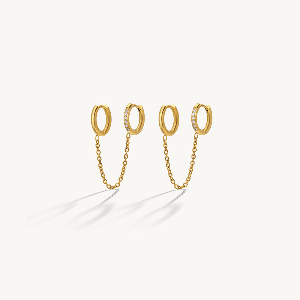 Dual Chain Flow Hoop Earrings