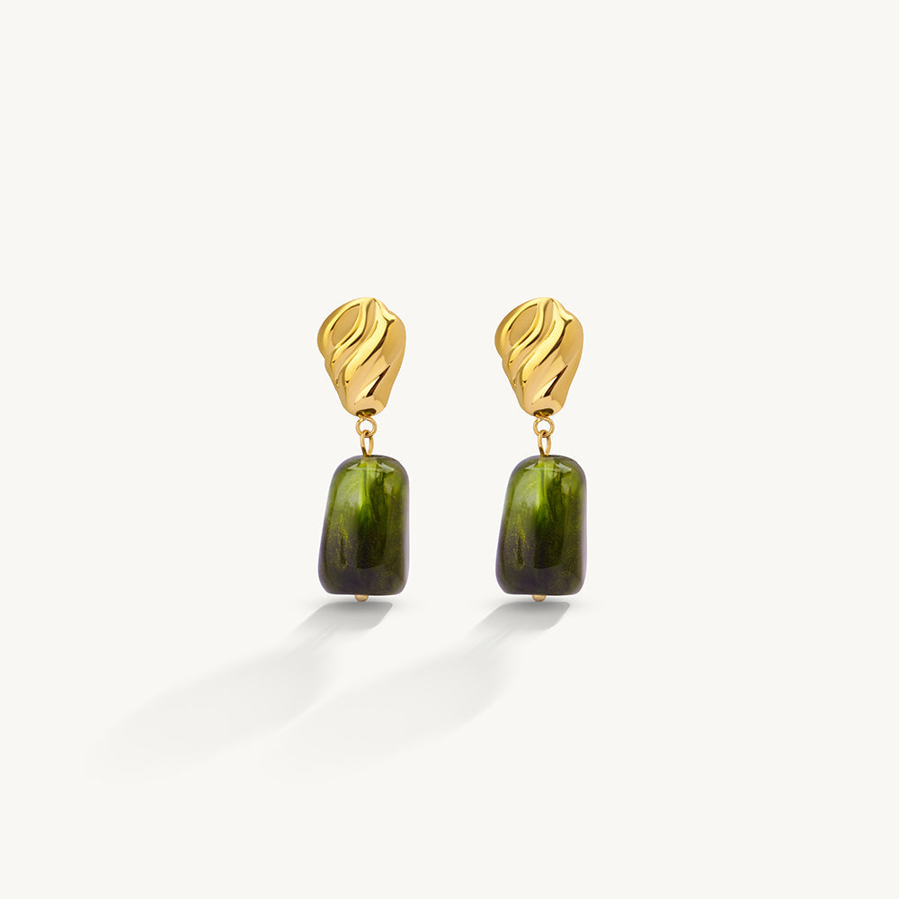 Green Crystal Drop Earrings