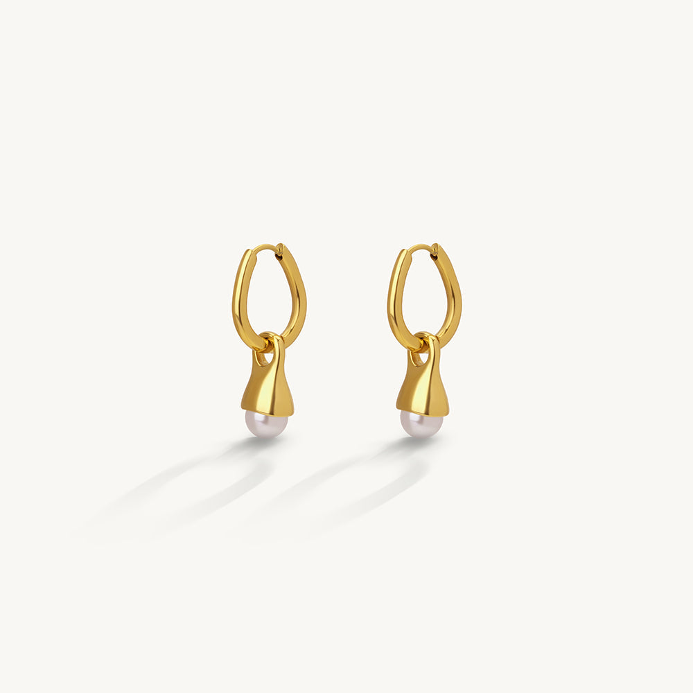 Classic Pearl Drop Hoop Earrings