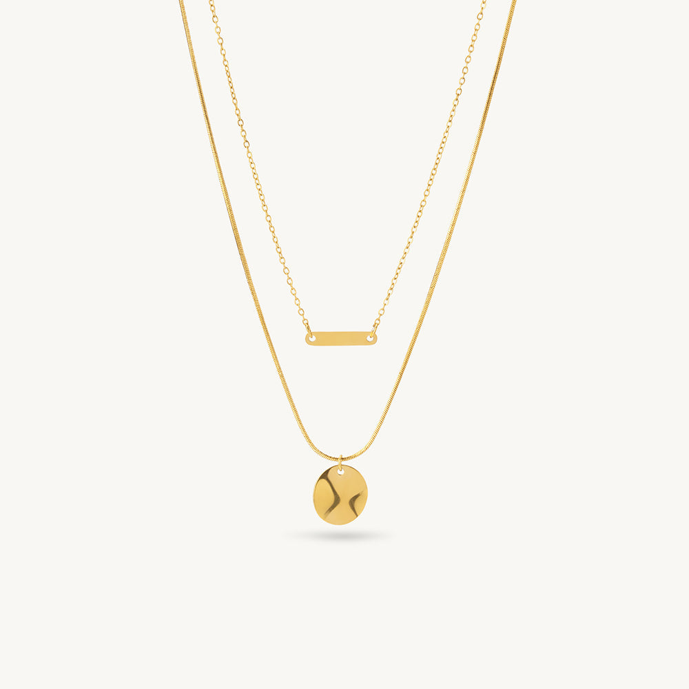 Bar & Coin Duo Layer Necklace