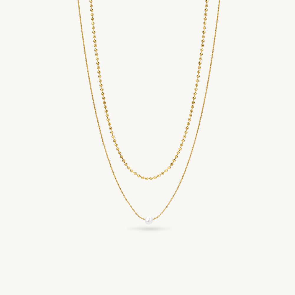 Center Pearl Accent Layer Necklace