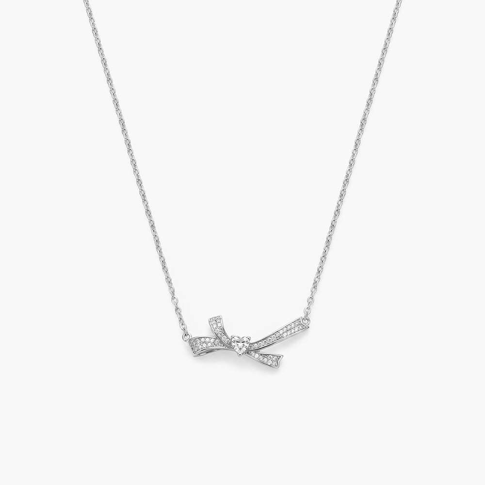 Classic Ribbon Spark 925 Sterling Silver Necklace