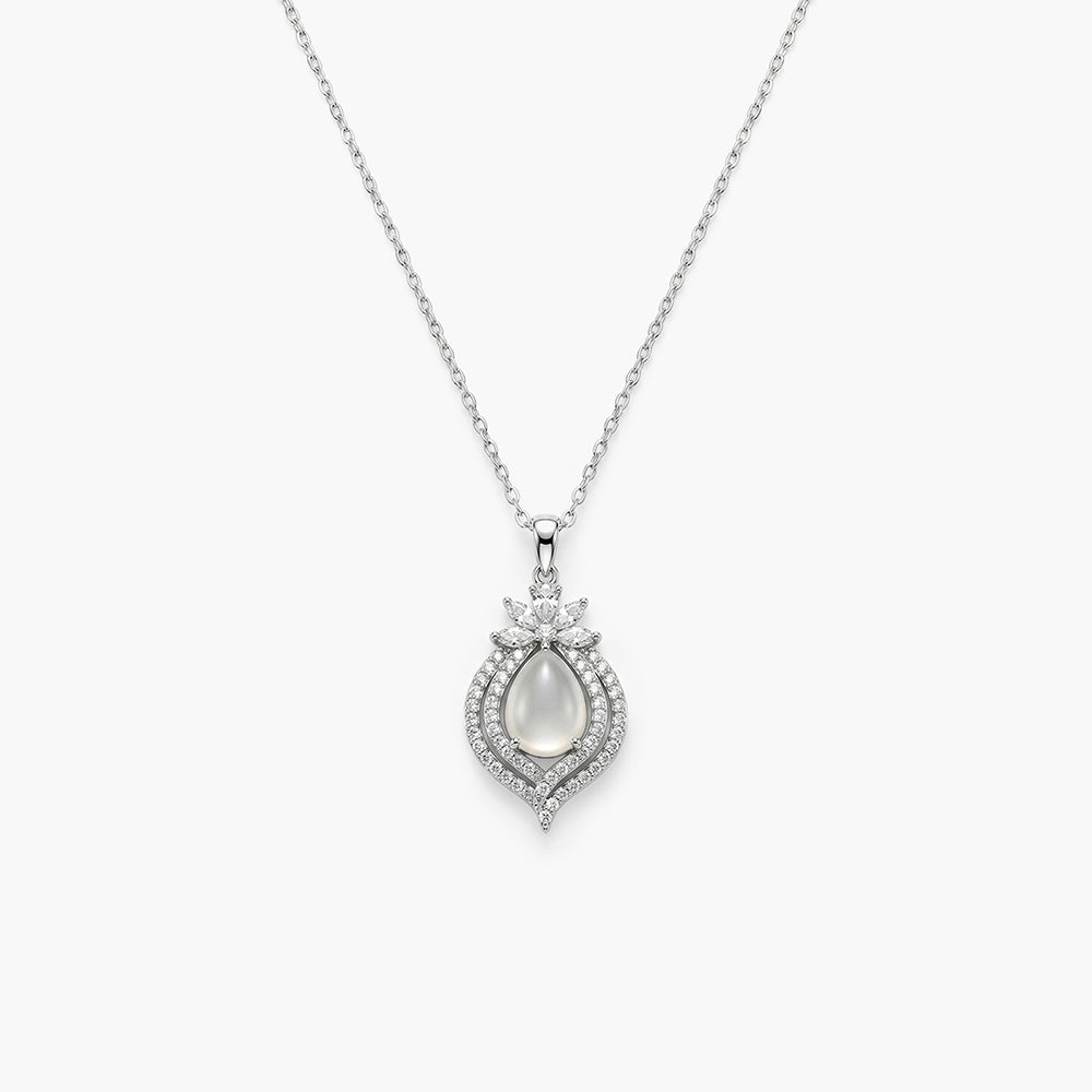 Dainty Teardrop Spark 925 Sterling Silver Pendant Necklace