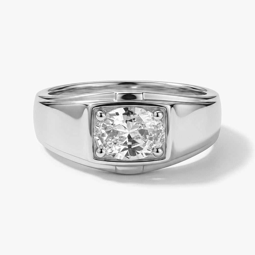 Single Stone Love Men's Band- 925 Silver