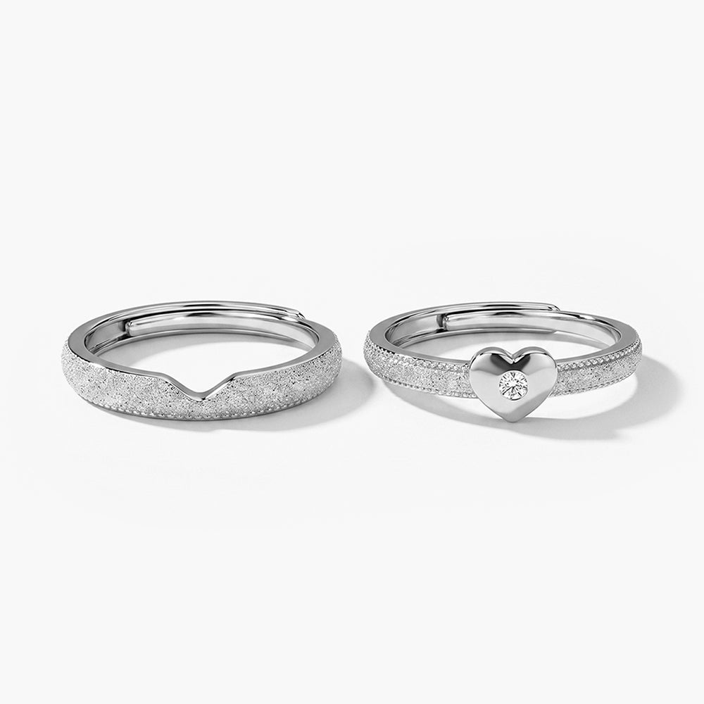 Minimal Heart Accent 925 Sterling Silver Stackable Ring