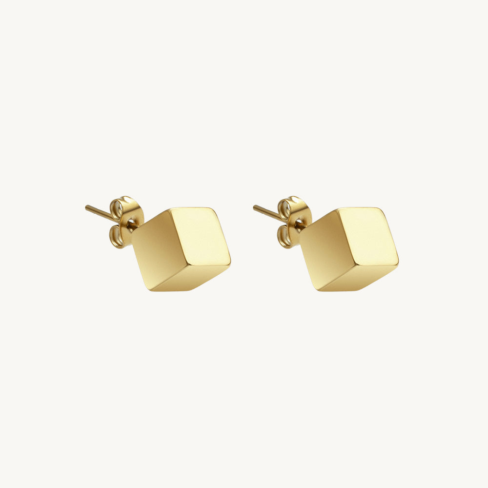 Solid Cube Stud Earrings