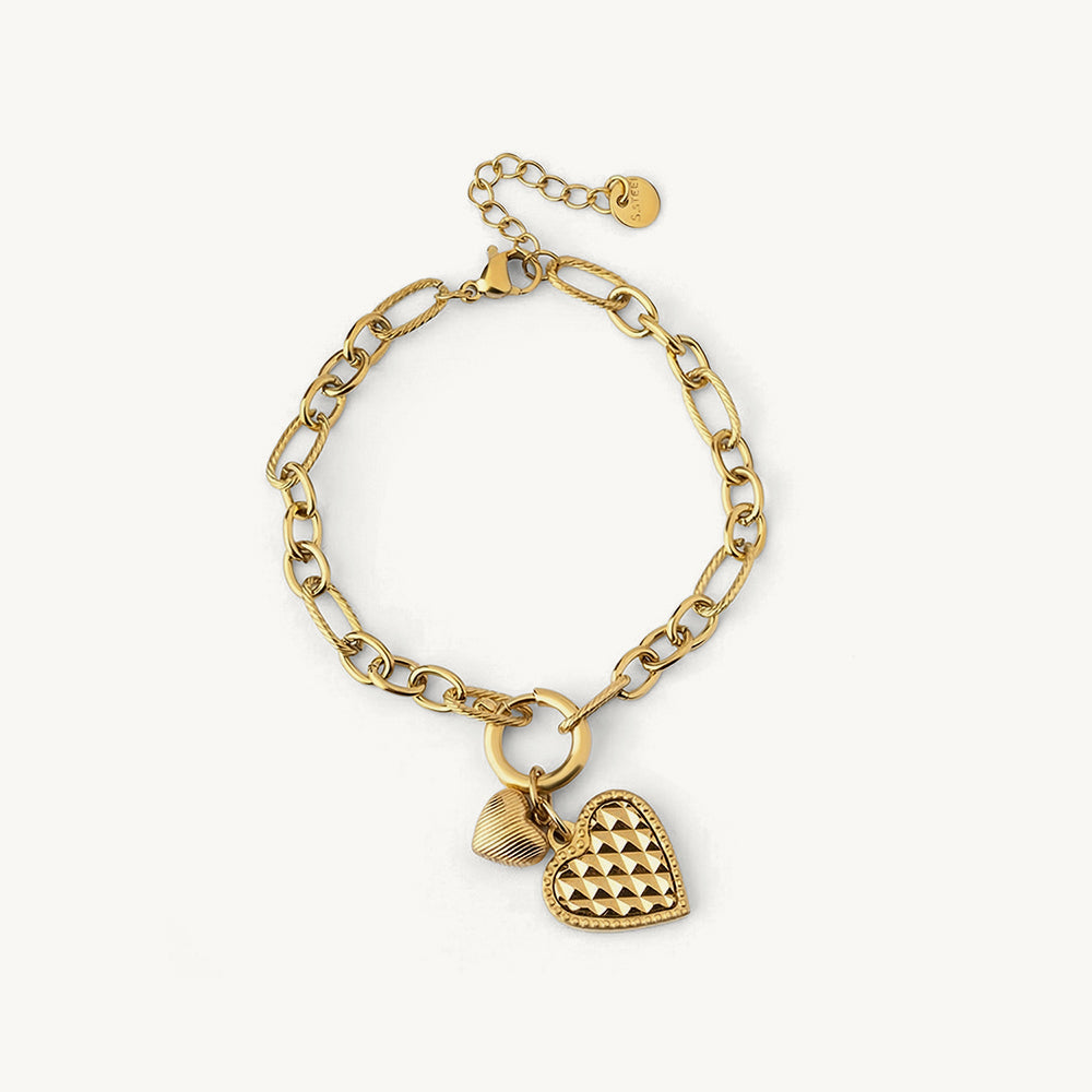 Dual Heart Charm Chain Bracelet