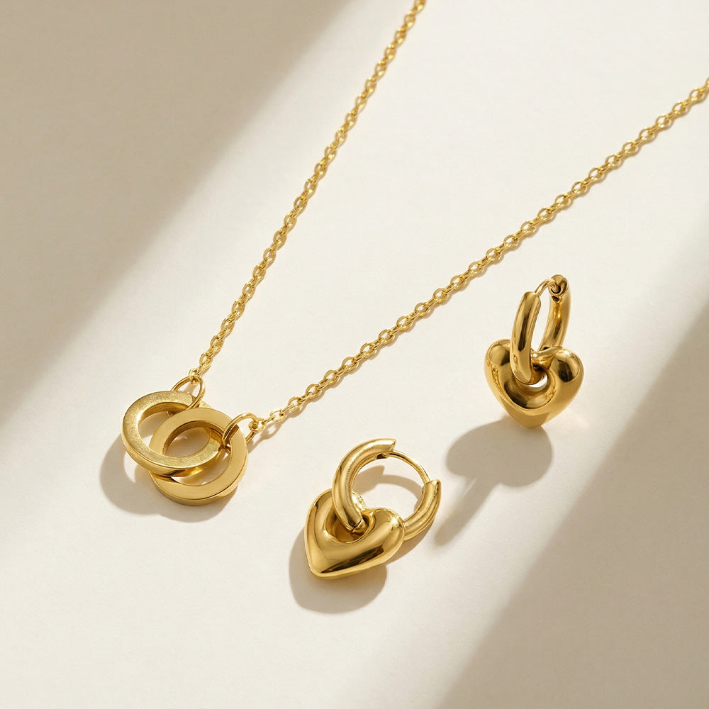 Interlocked Hearts Jewellery Set