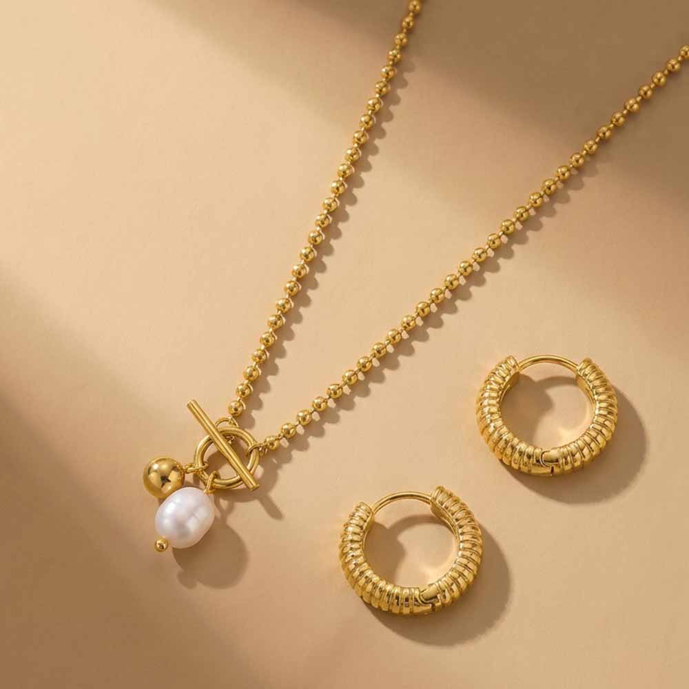 Classic Textured Pearl Jewellery Set