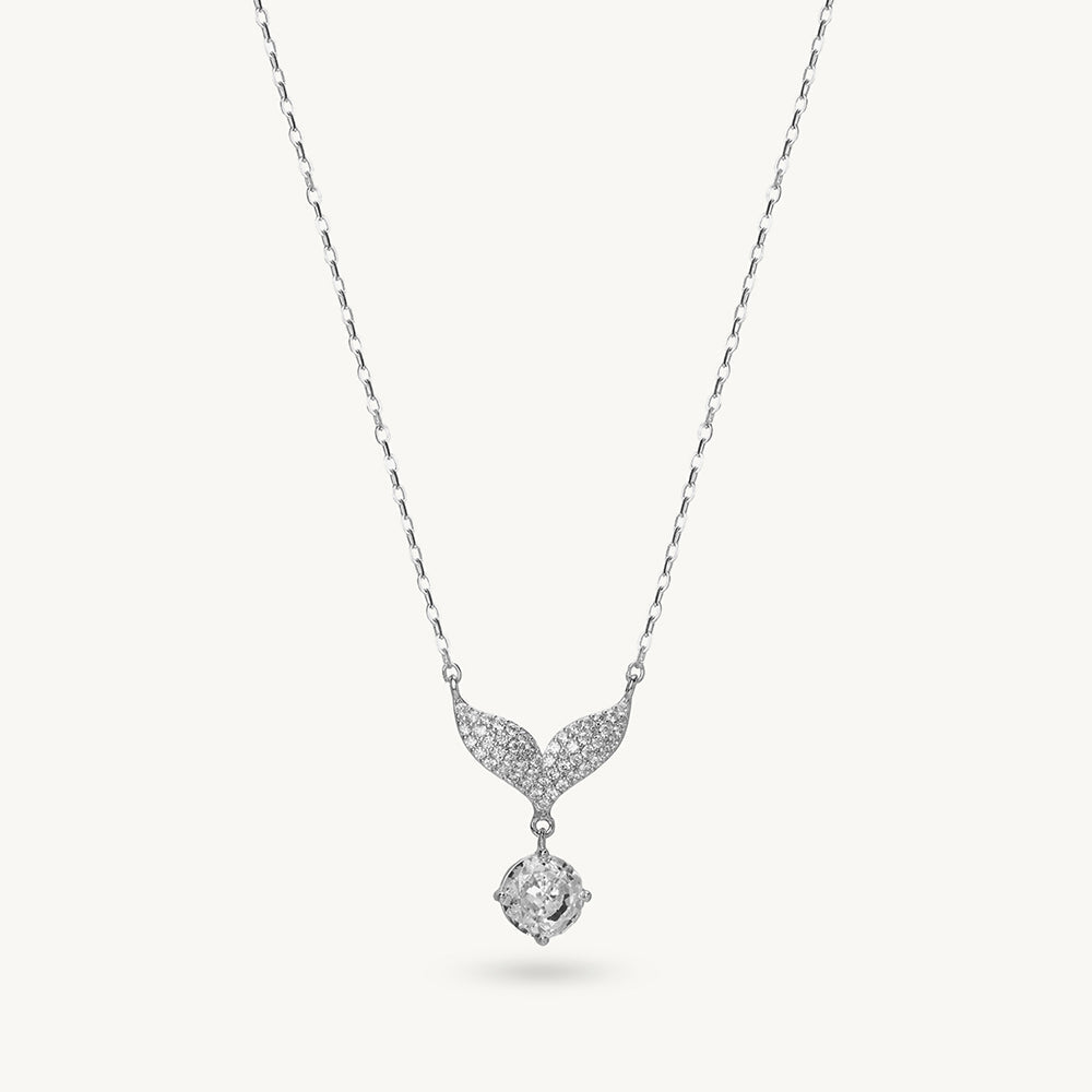 Mysterious Wing Solitaire Drop 925 Sterling Silver Pendant Necklace