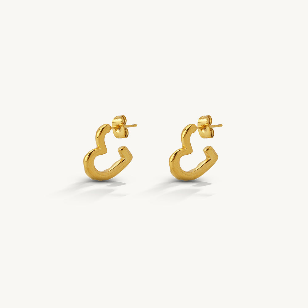 Halo Heart Frame Hoop Earrings