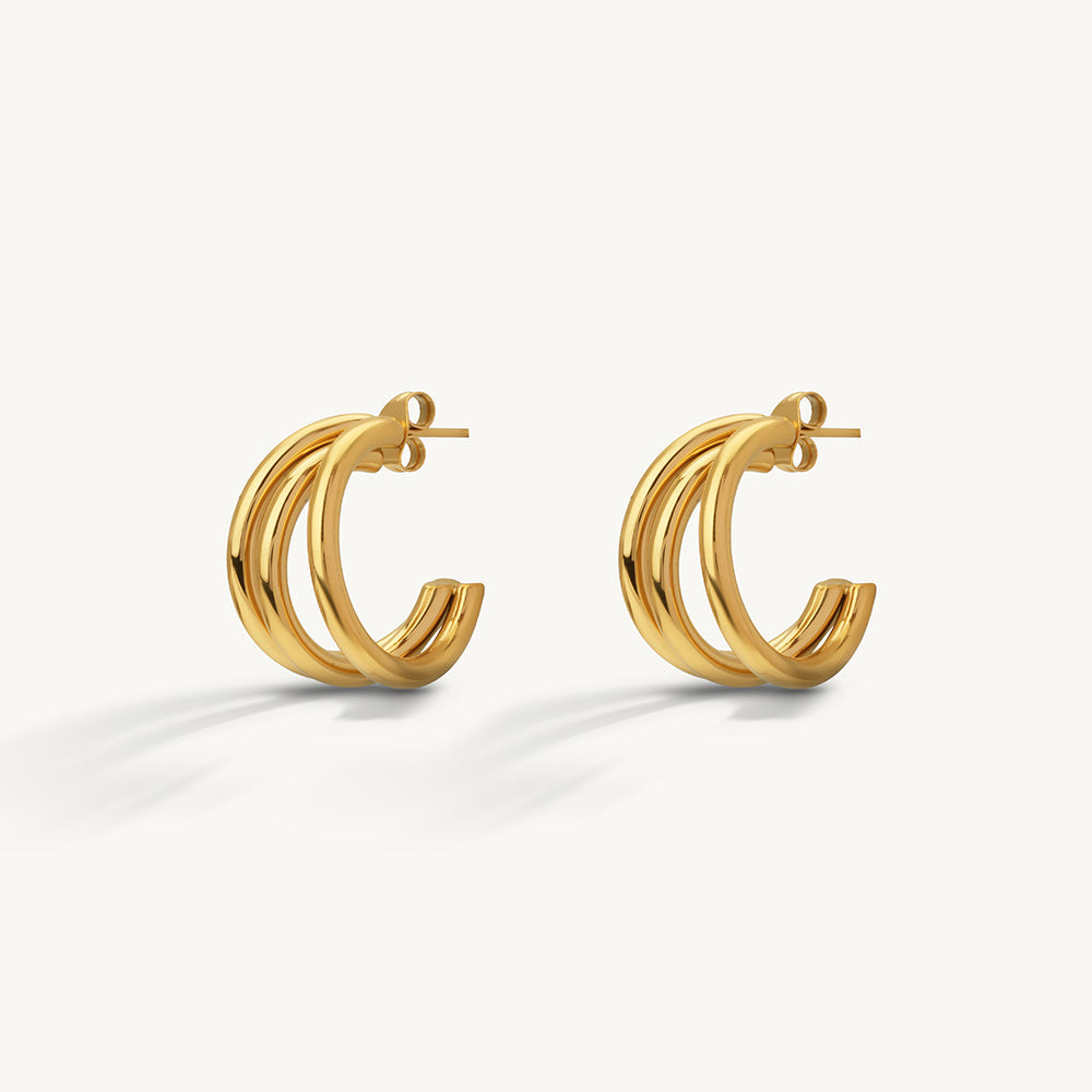 Layered Hoop Stud Earrings