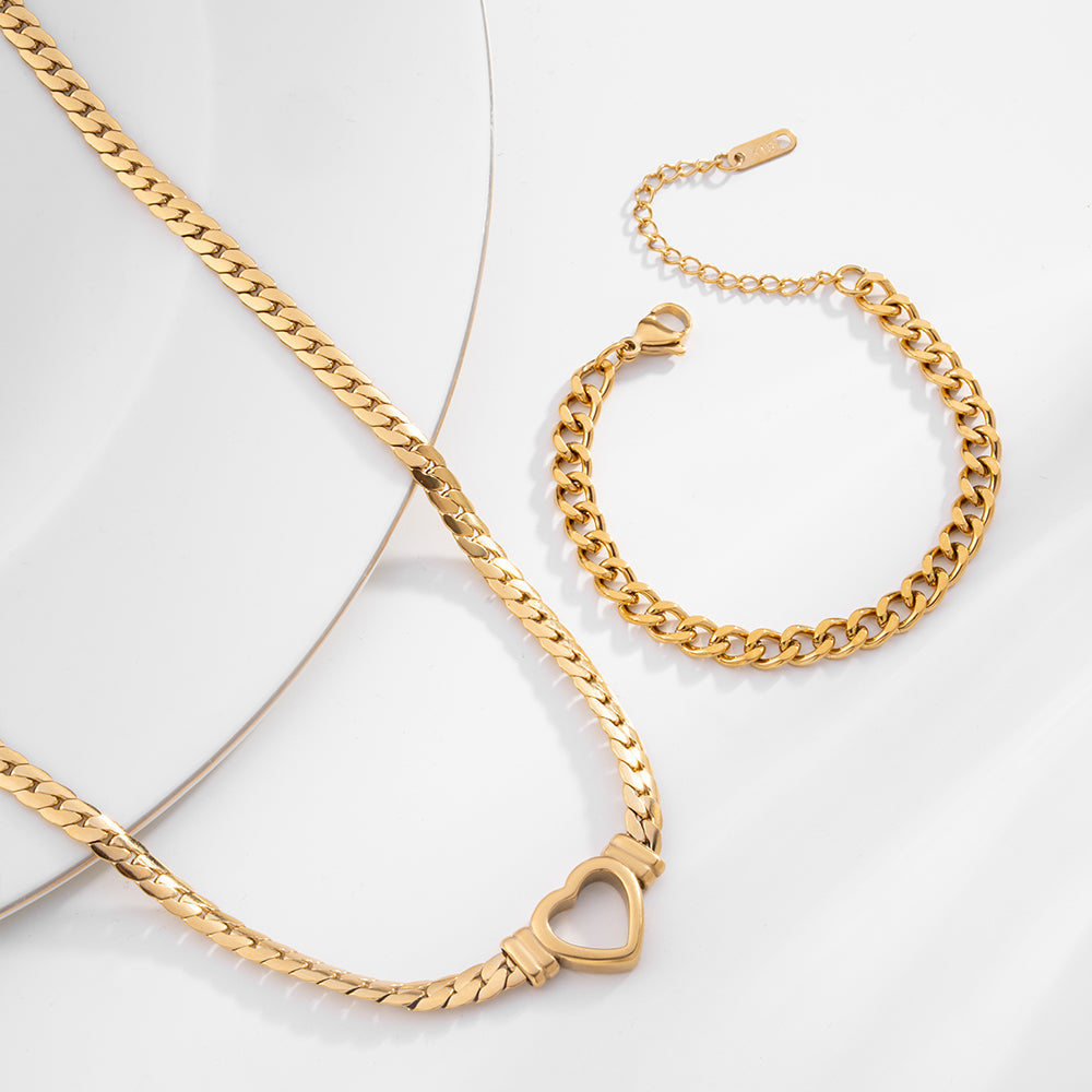 Cuban Heart Link Statement Set