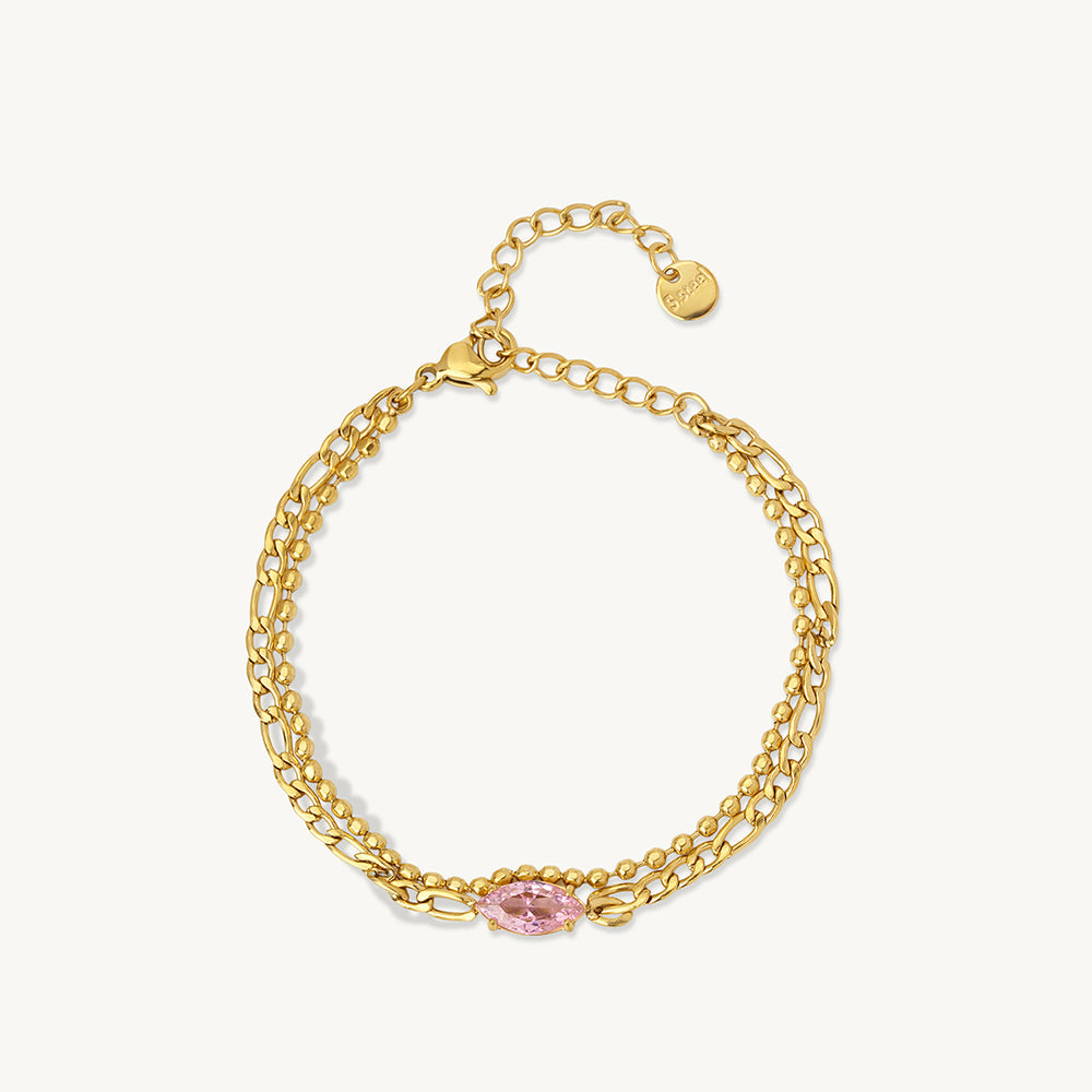 Pink Pear Layered Bracelet