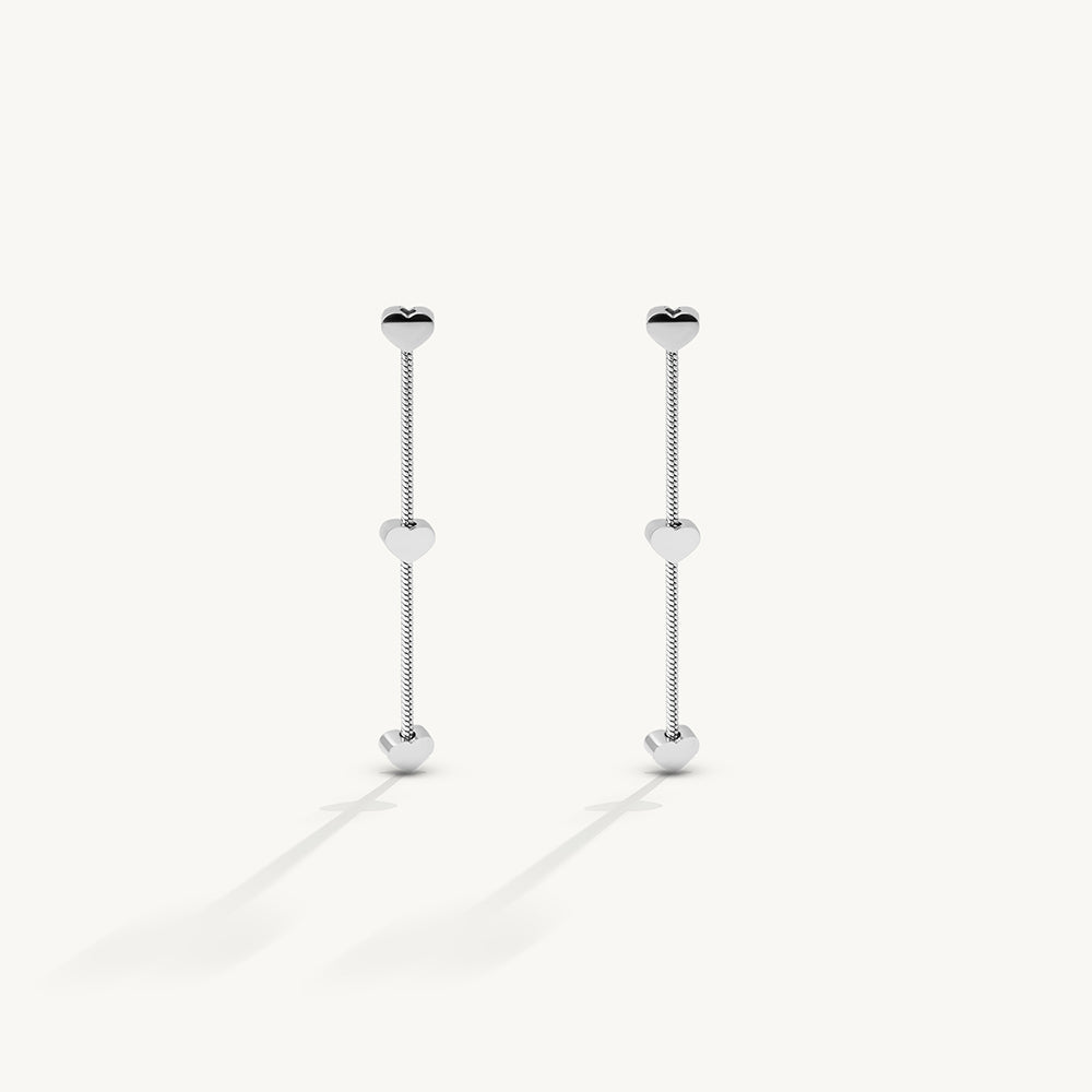Contemporary Heart Chain Earrings