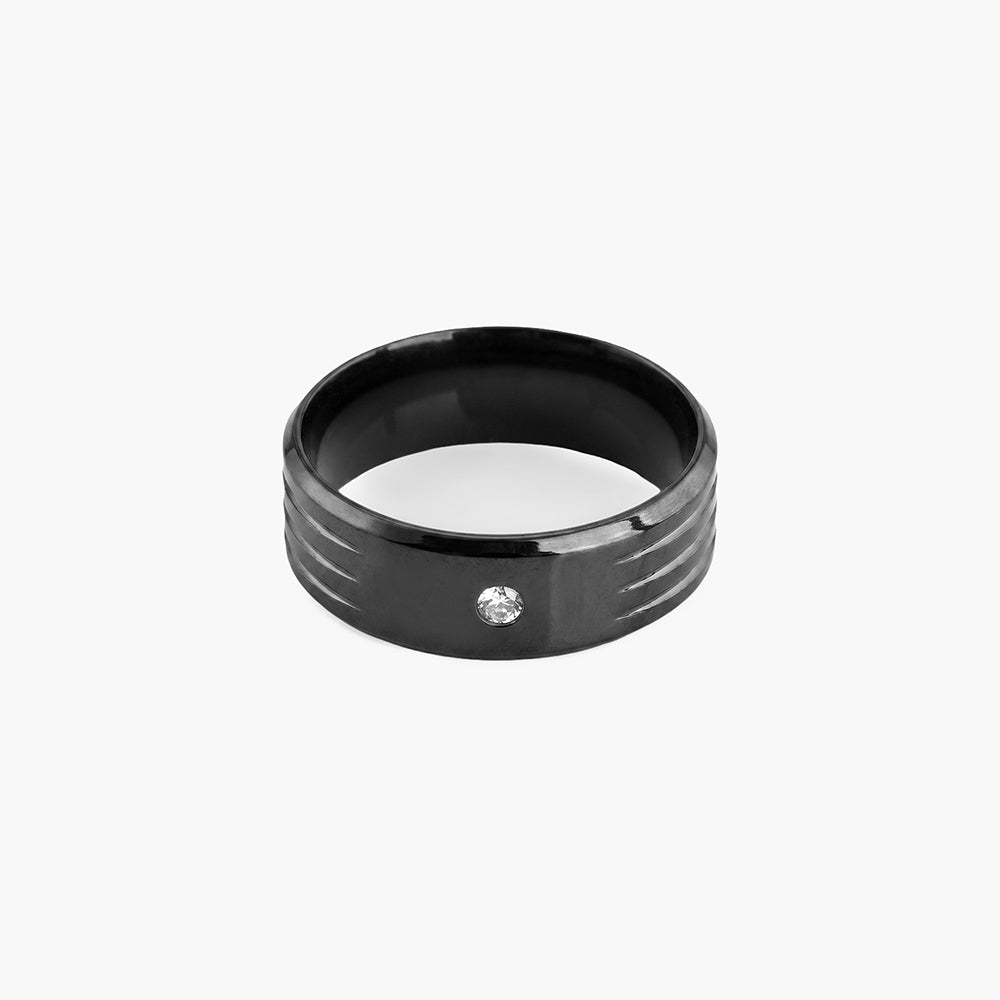 Shiny Diamond Black Ring