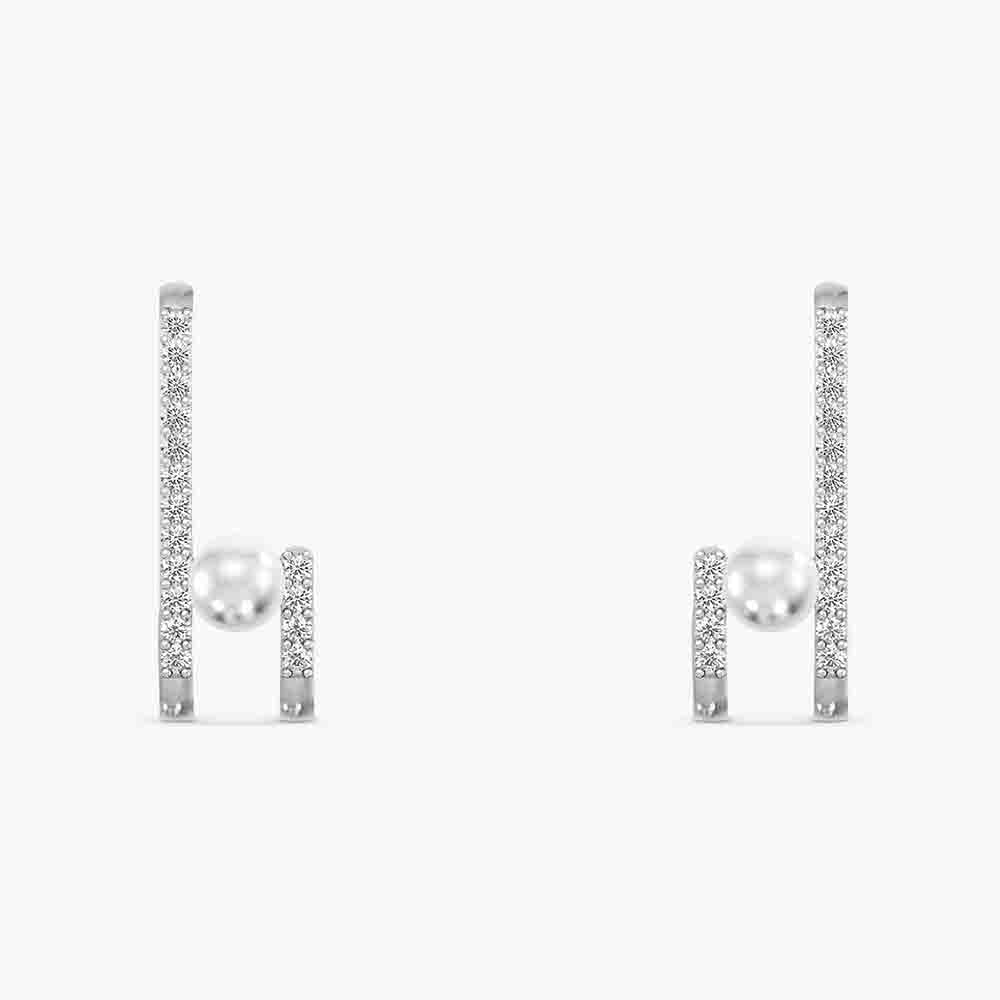 Chic Vertical Pearl Line 925 Sterling Silver Stud Earrings