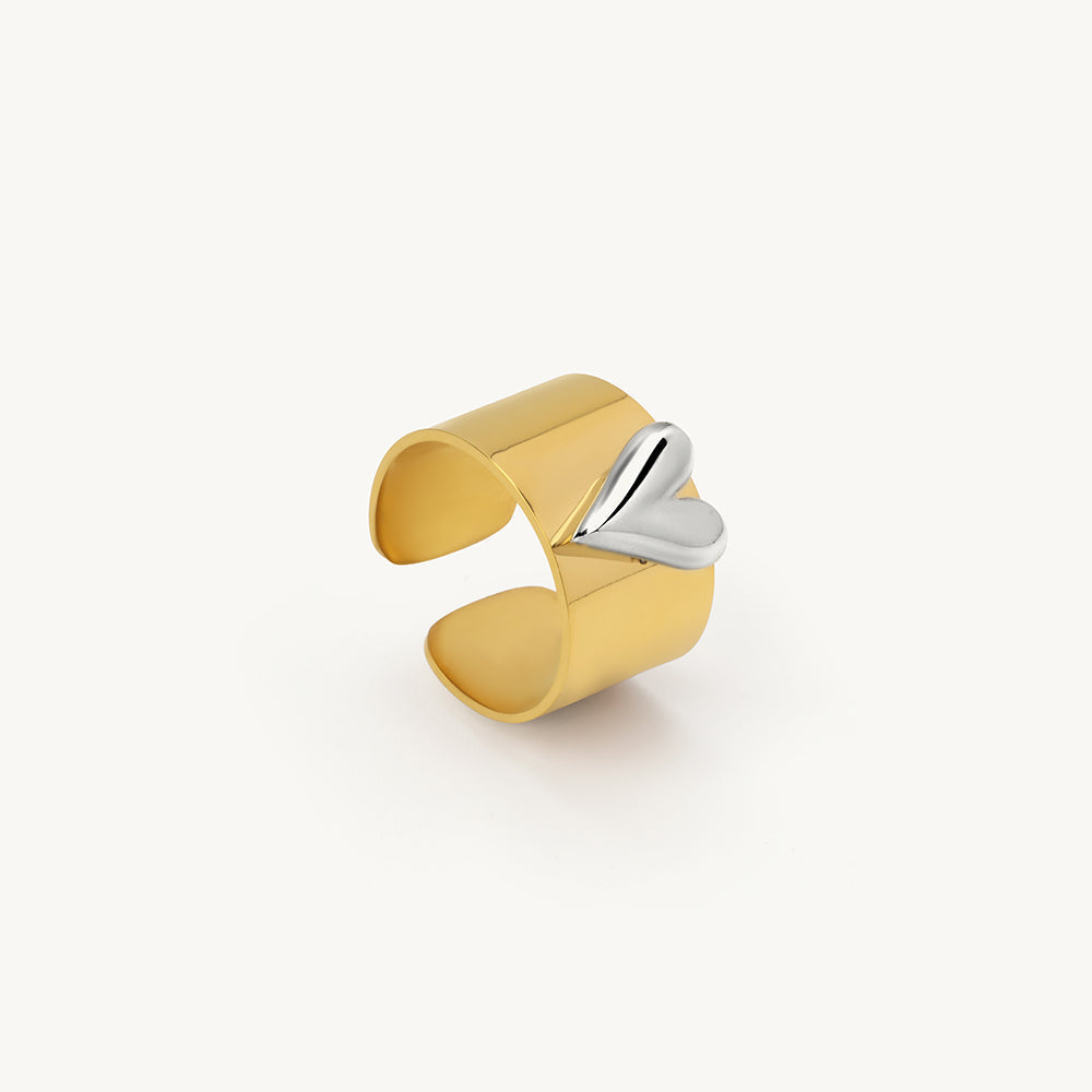 Solid Heart Bi-metal Ring