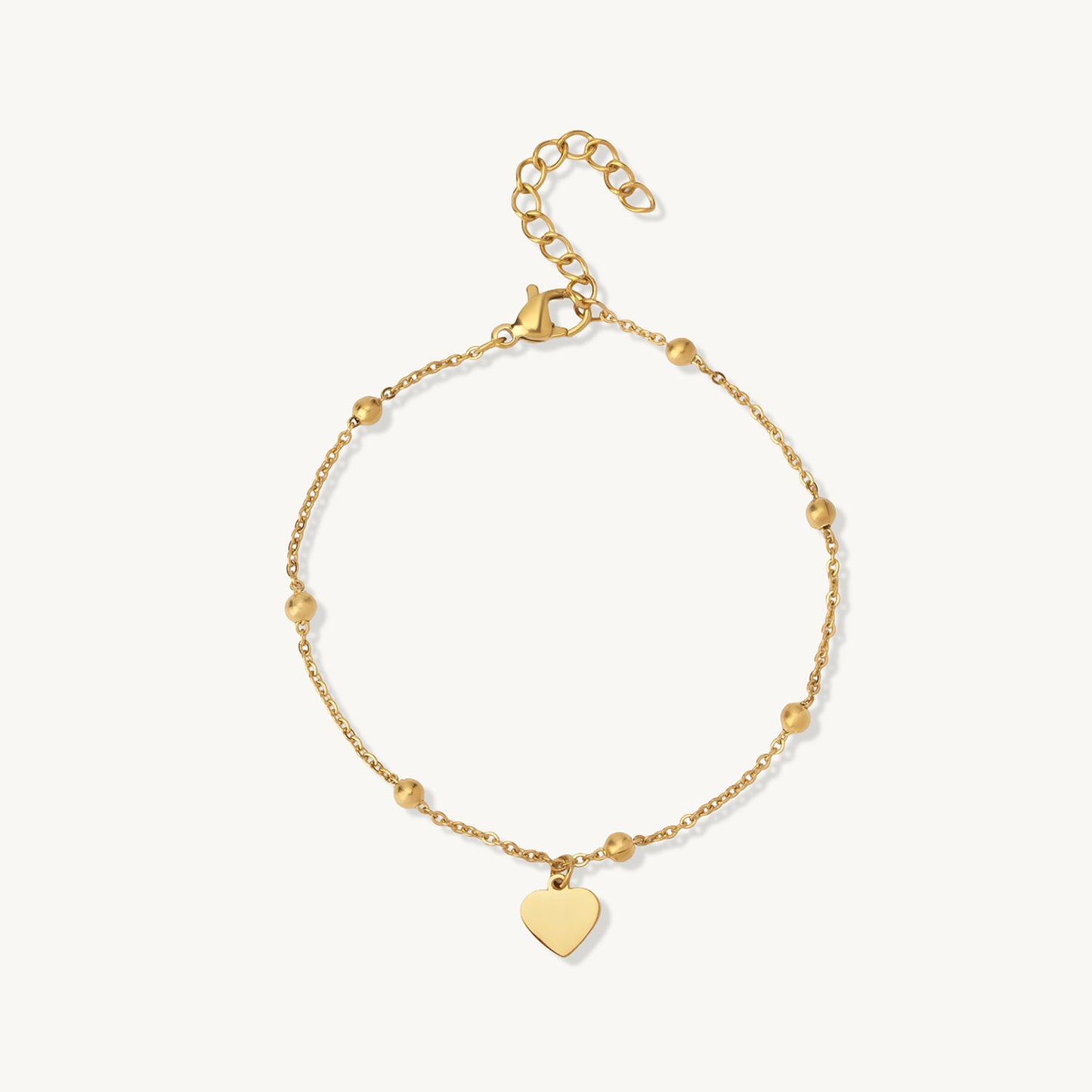 Beaded Chain Heart Charm Bracelet