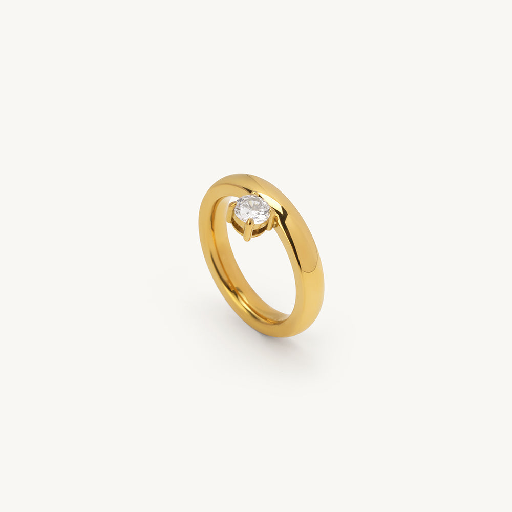 Square Spark Solitaire Ring