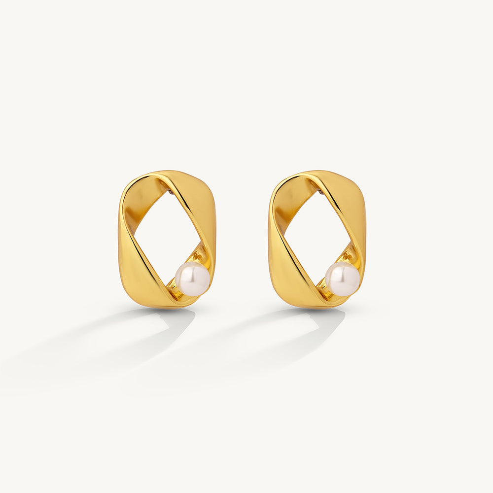 Contemporary Pearl Stud Earrings