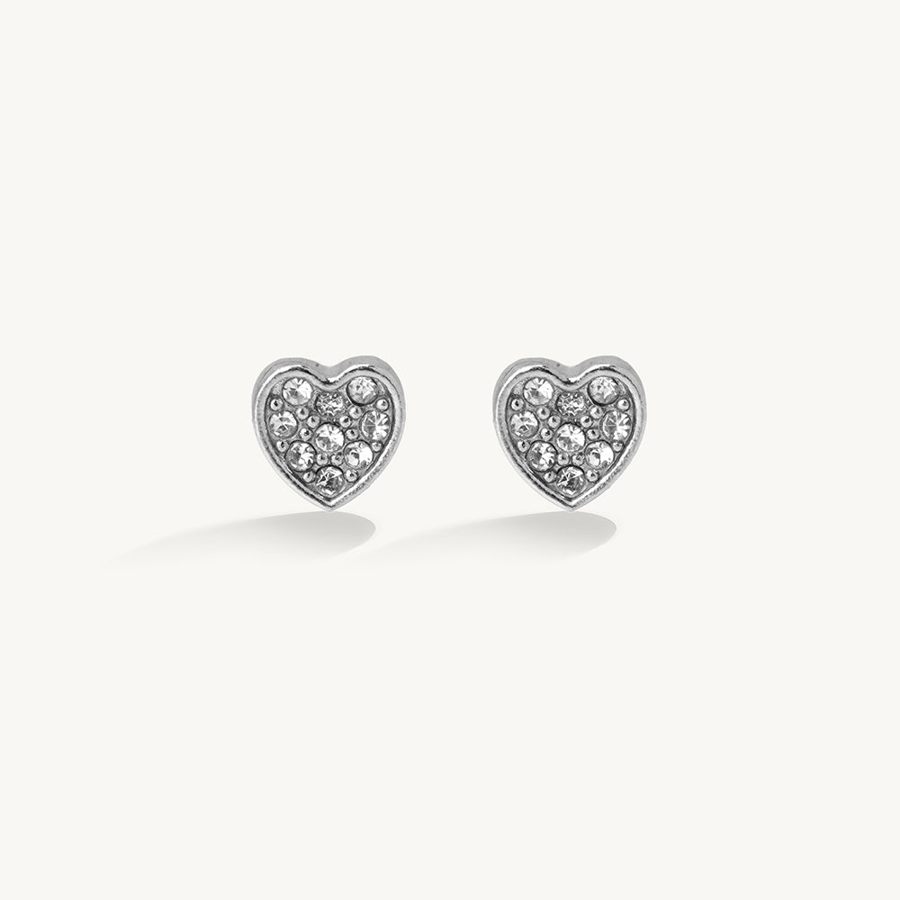 Crystal Heart Stud Earrings