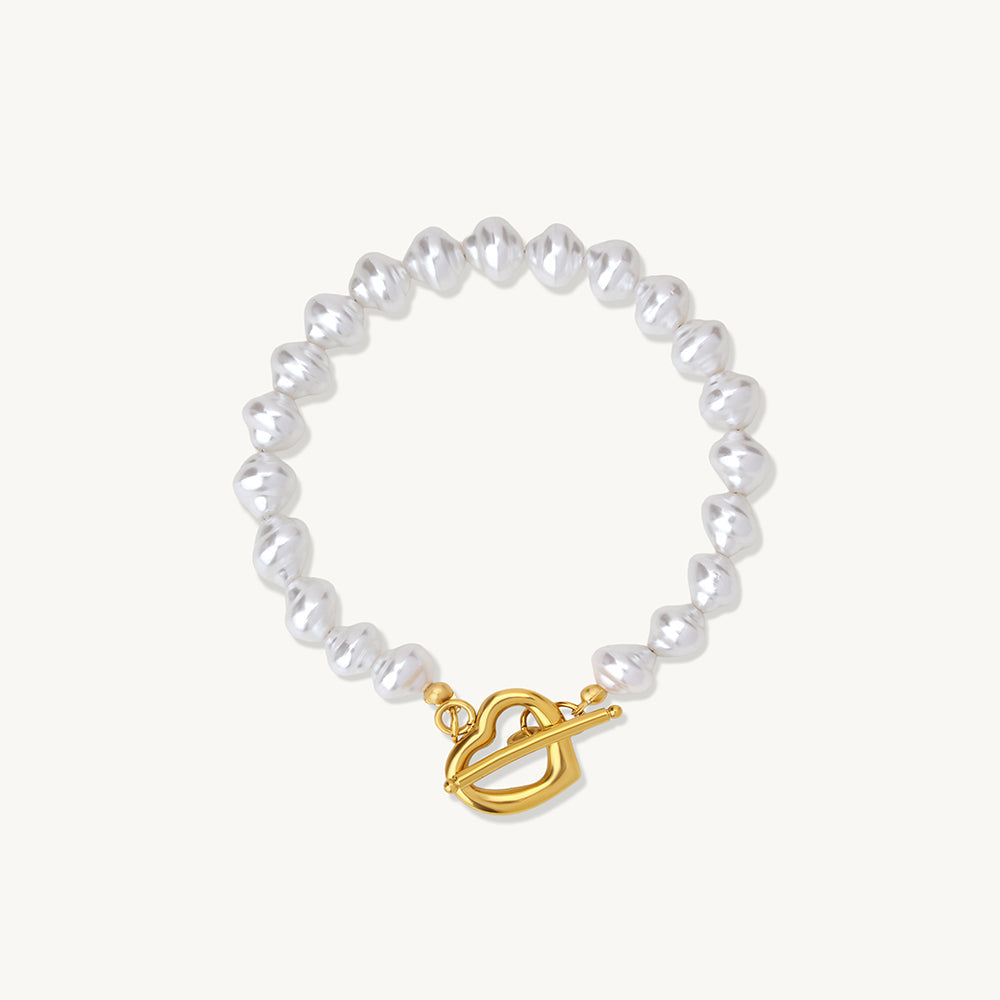 Ivory Pearl Heart Toggle Bracelet